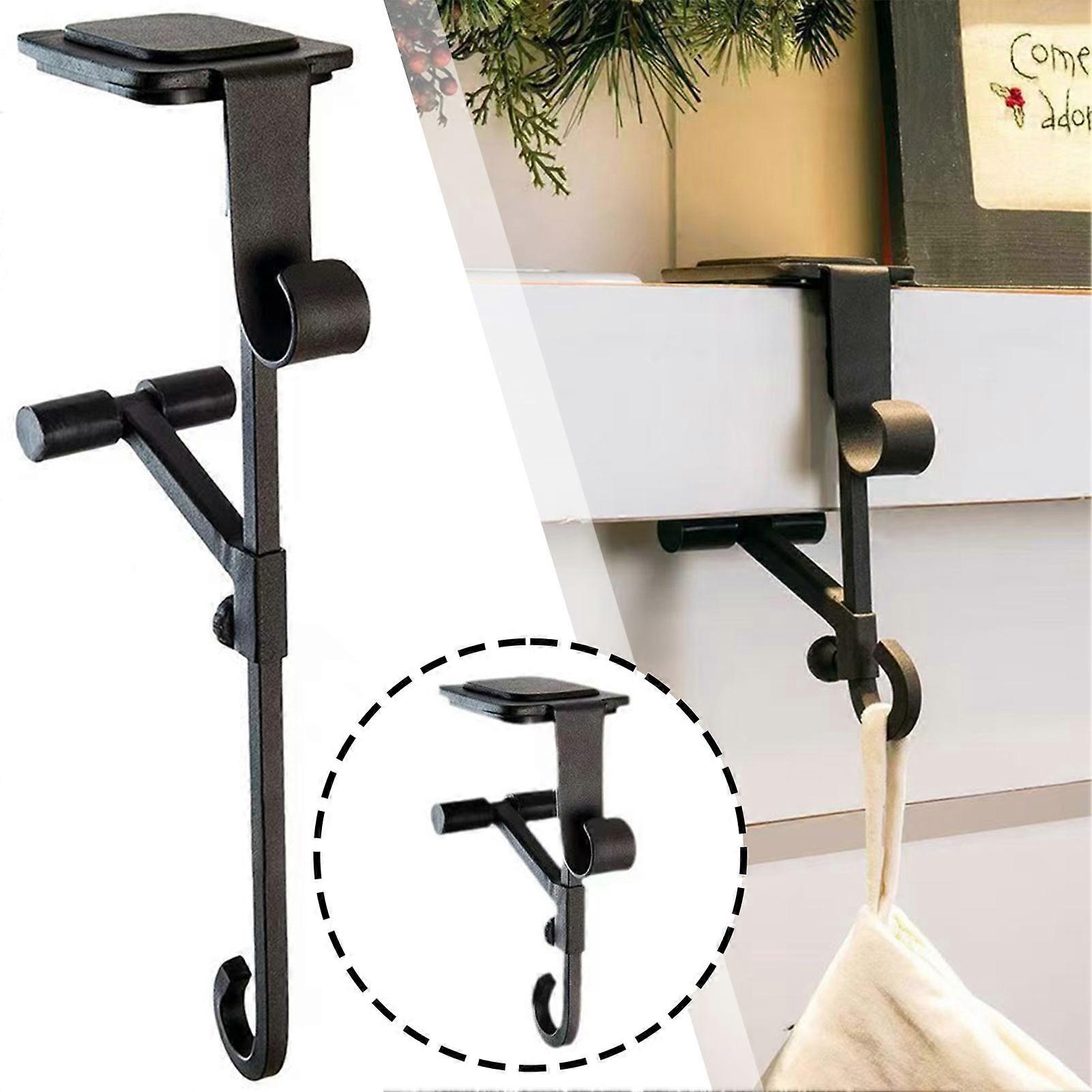 Adjustable Christmas Sock Hooks - No-Drill, Stretchable Stocking Hangers for Fireplace & Home Use