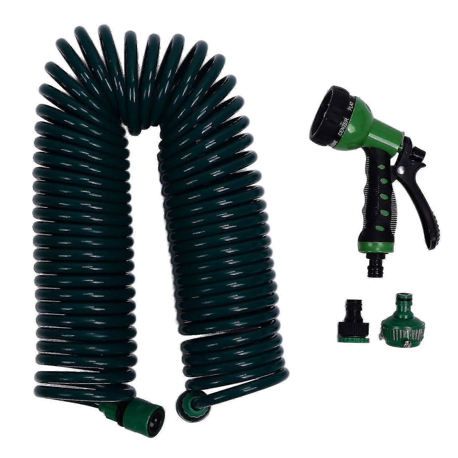 15m/49.2ft Coil Garden Water Hose - EVA Telescopic Spring Tube with 7 Watering Modes for Efficient Plant & Lawn Care