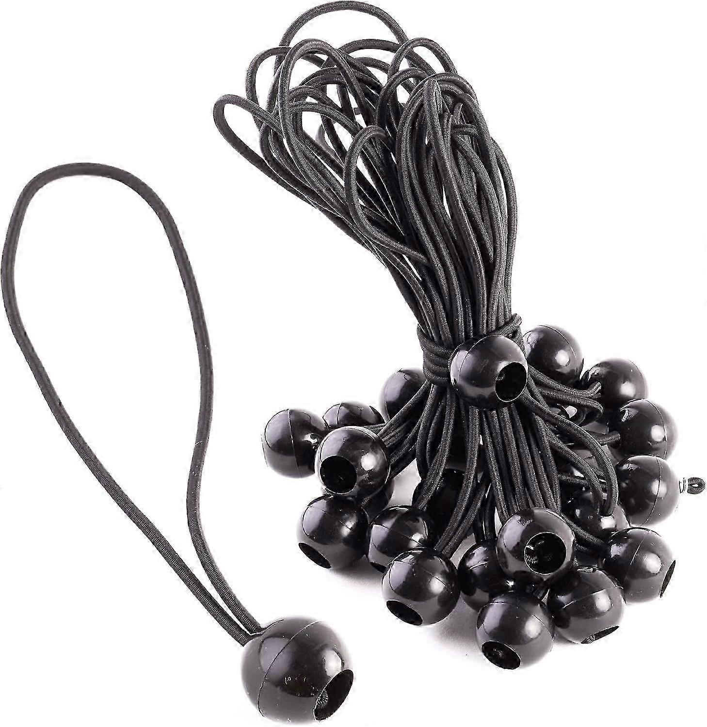 Pack of 25 Rubber Bungee Cords with Ball Hooks - 20.7 cm Elastic Tie for Tents, Tarps, Bags, Pools & Trampolines - Versatile and Durable