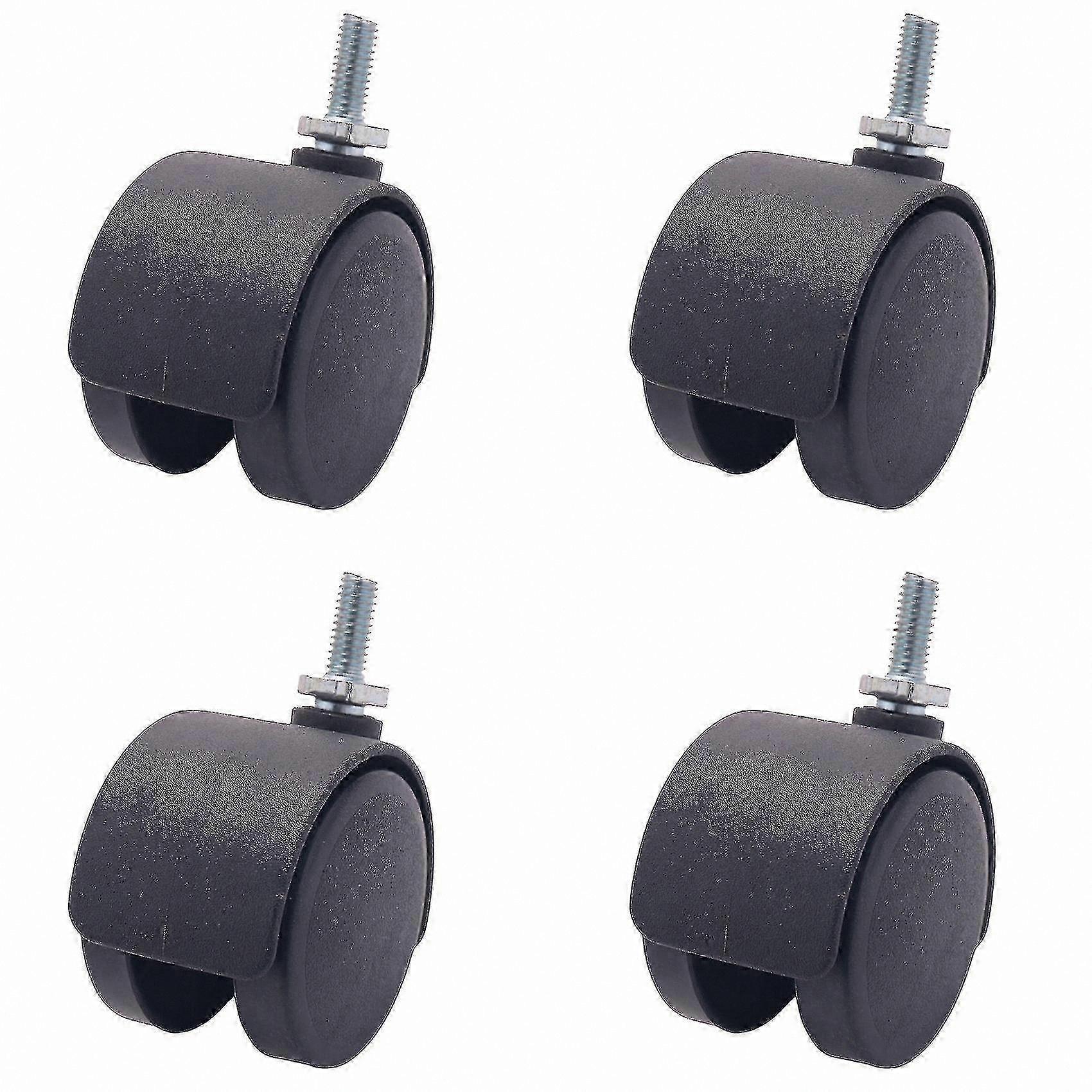 Black 6mm Threaded Stem Dual Wheel Rotatable Caster with 40mm Diameter