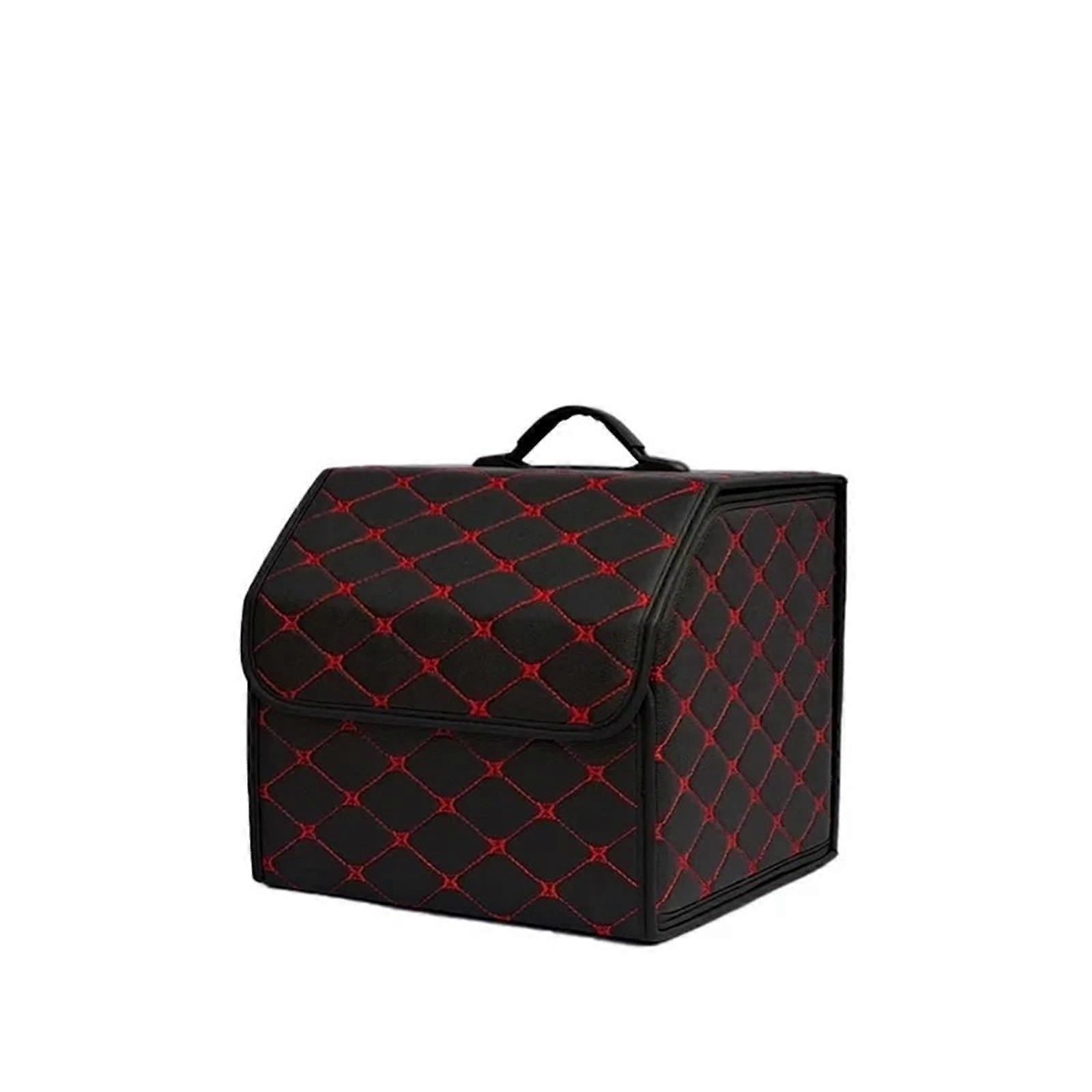 Multipurpose Collapsible Car Trunk Storage Organizer with Lid, Portable Black Red Car Storage Bag, Small Size