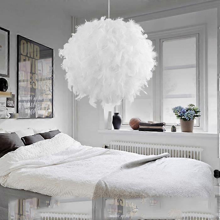 Ceiling Light Chandelier Lighting Simple Modern Feather Ball - White - Size S