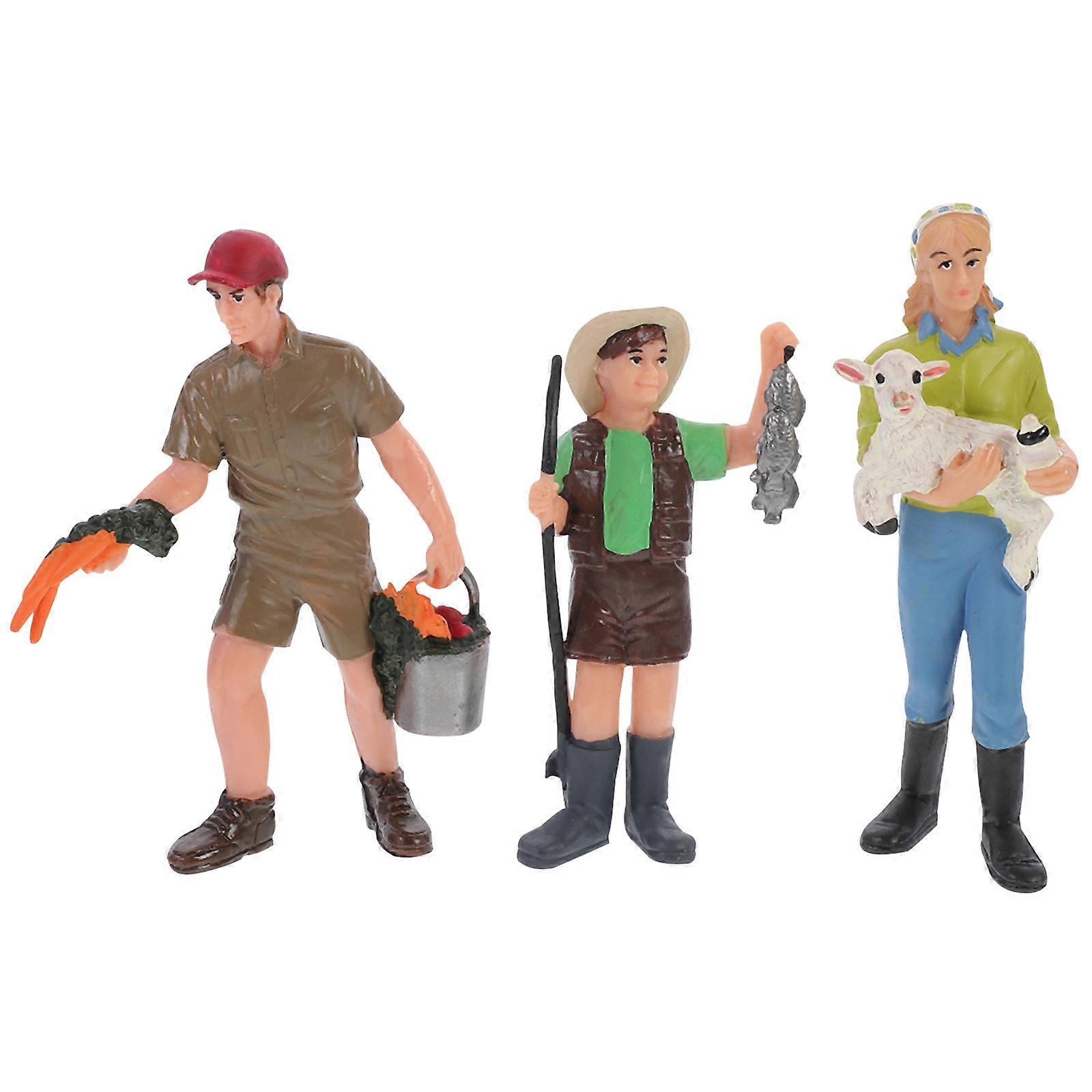 People Miniatures Craftwork Mini Figurines Static Human Models Assorted Color Material for Sand Table Display 3Pcs