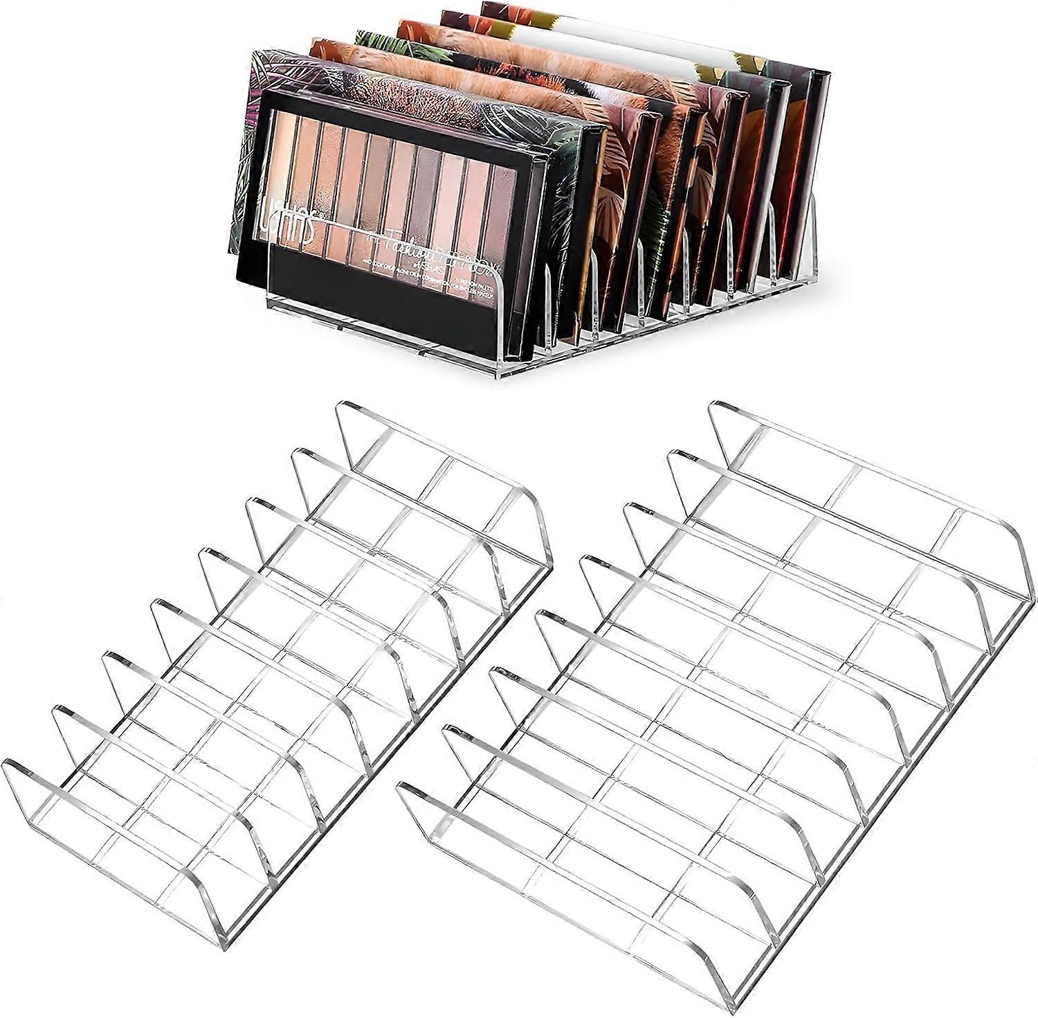 2 Pack Acrylic Makeup Eyeshadow Palette Organizer, 7-Slot Display Case