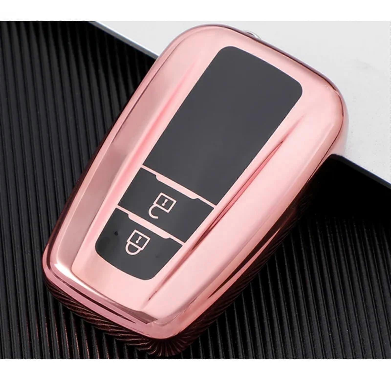 TPU Key Fob Case For Toyota Vehicles, 2Button Pink, Fits Corolla, Prius, Camry, RAV4, CHR, Altis, Land Cruiser, Prado
