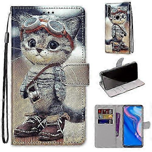 For Huawei P smart Z / Y9 Prime Coloured Drawing Cross Texture Hori...