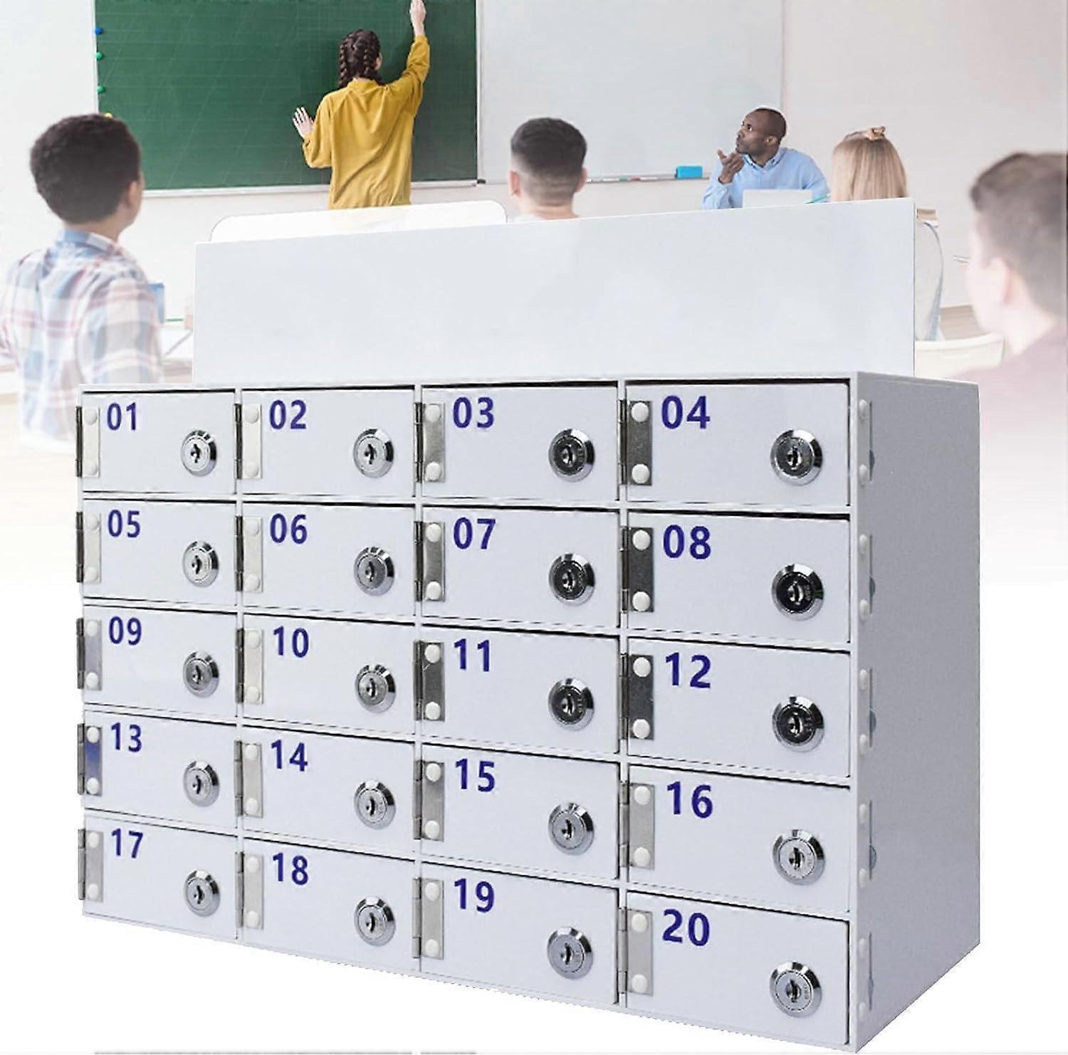 Acrylic Cell Phone Locker Box, 40Slot, WallMounted With Keys, Classroom And Office Storage, Secure Phone Pocket, Clear