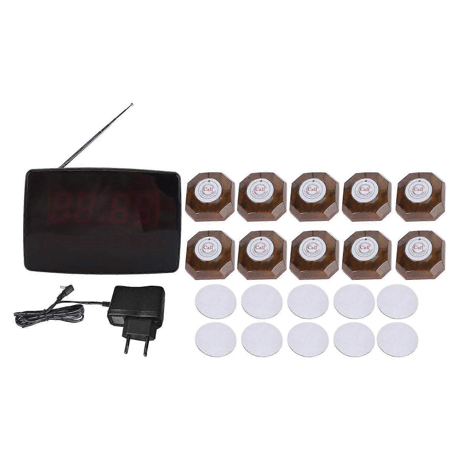 Wireless Calling System Caregiver Button Patient Call Bell with 10 Waterproof Pagers 1 Display Receiver for Restaurant Nursing Home