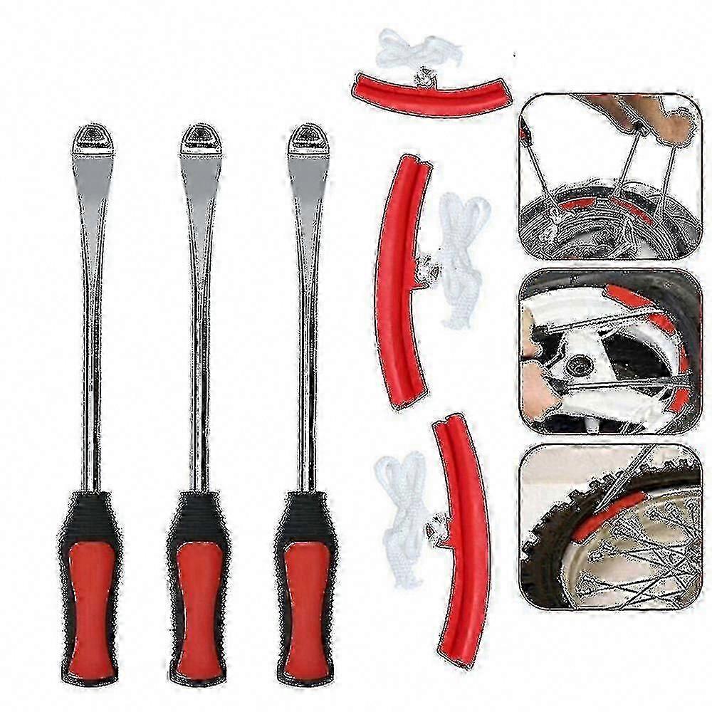 Motorcycle Tire Lever Mounting Tool Kit with Rim Protectors and Valve Caps