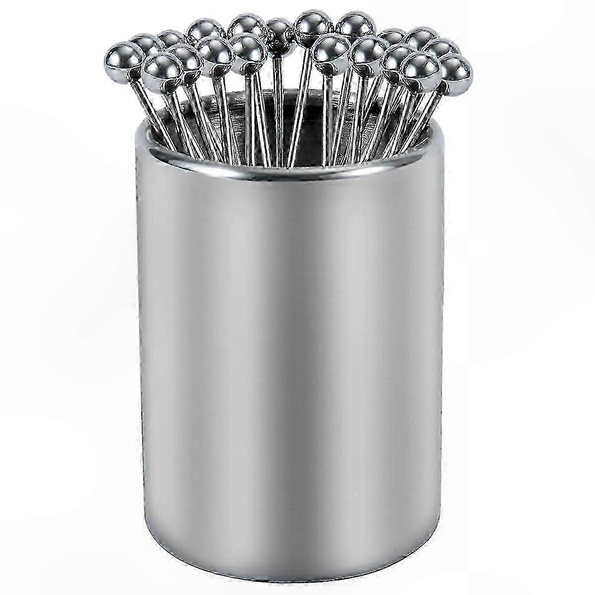 Reusable Metal Cocktail Skewers & Stand - 20-Piece Set for Beverages & Snacks