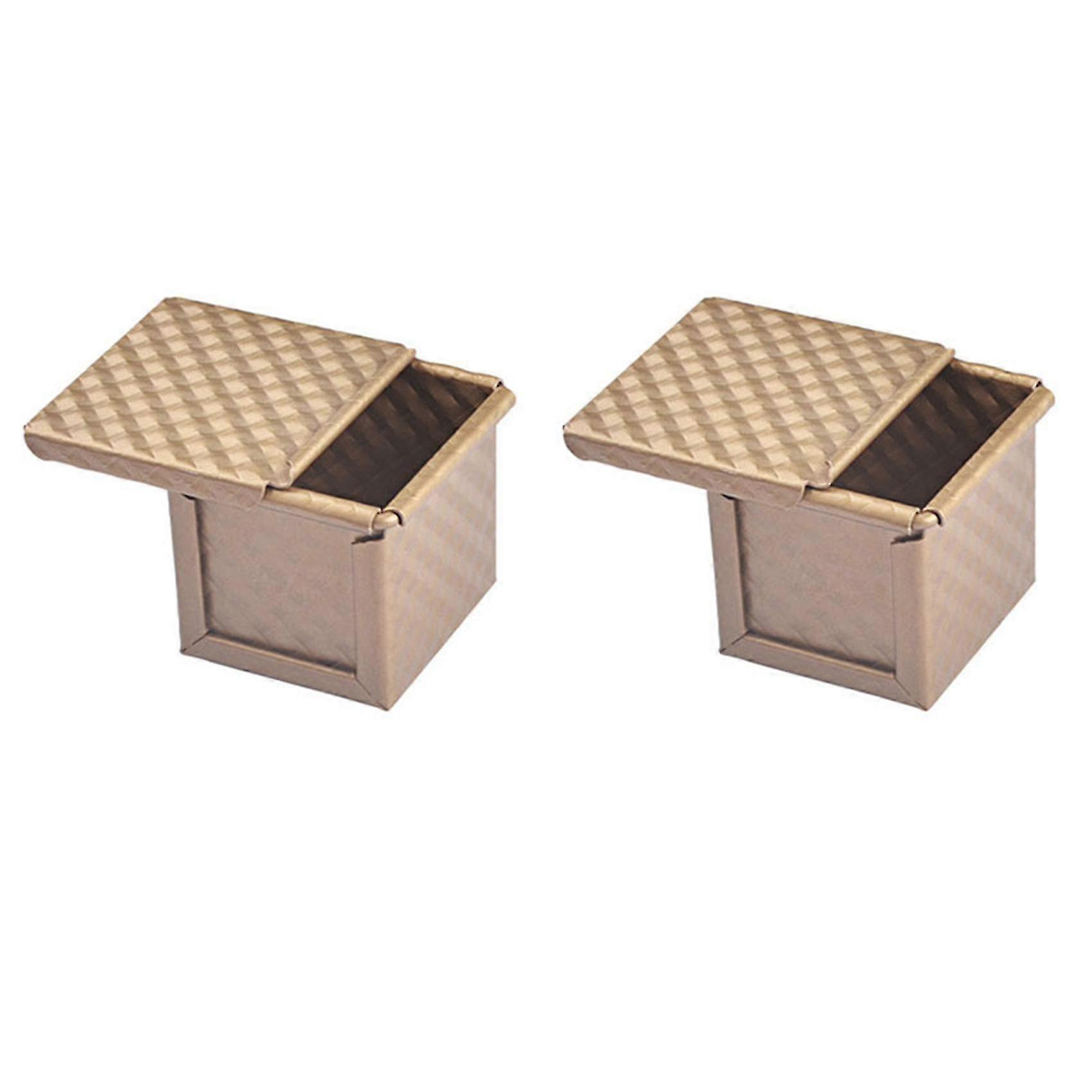2pcs Mini Loaf Pan with Cover Square Bread Mold Nonstick Baking Tool