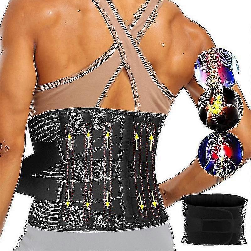 حزام دعم قطني الظهر قابل للتعديل مع 6 عظام الخصر العظام مشد الرجال العمود الفقري تخفيف الضغط الخصر مدرب تخفيف آلام الظهر