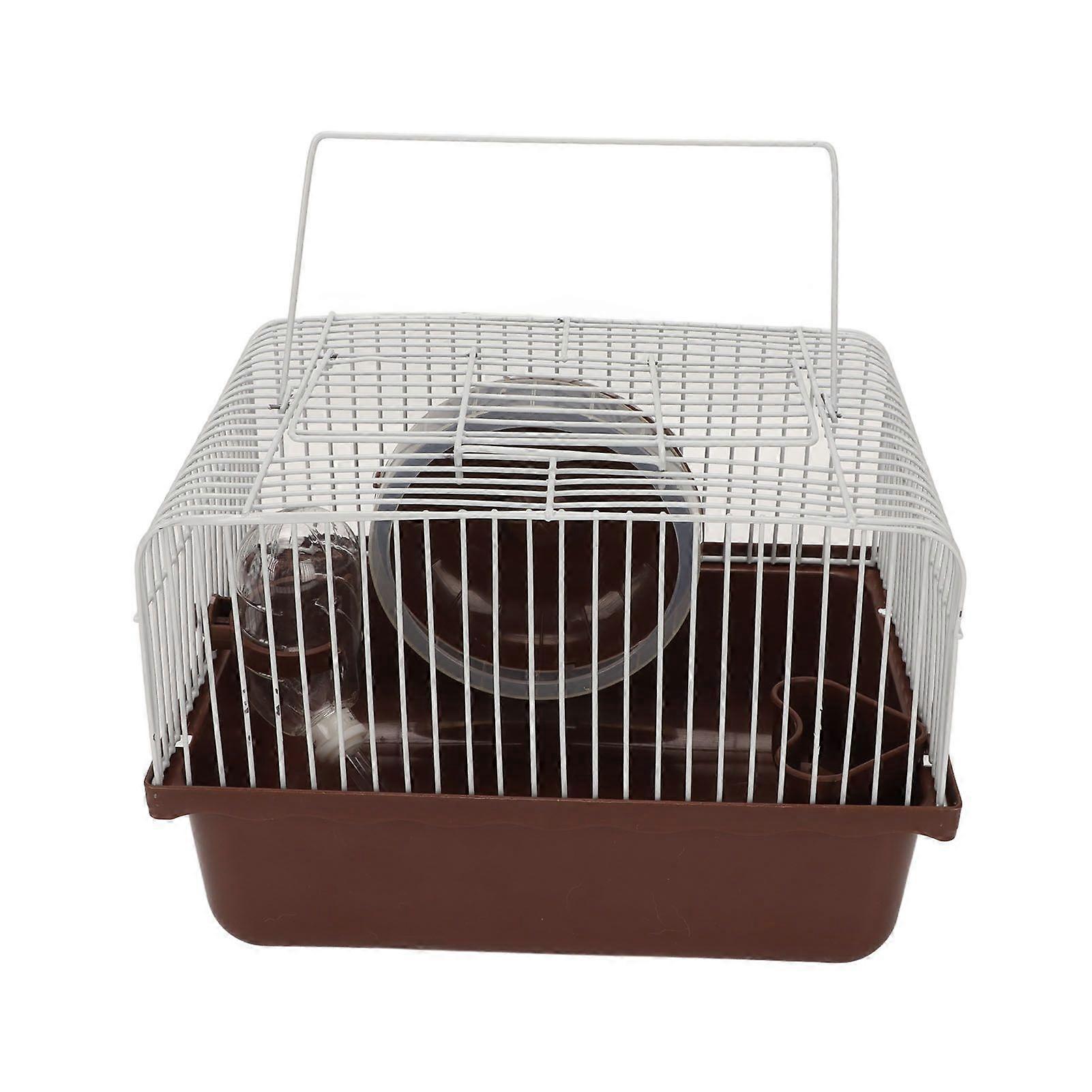 Hamster Cage Breathable Portable Small Animal House with Water Bottle Bowl Running Wheel for Guinea Pig Rabbit