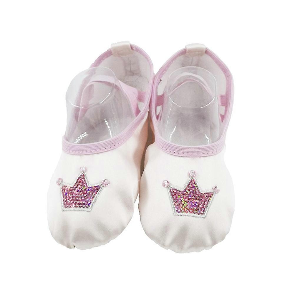 Pink Ballet Slipper for Kids with Crown Print in 1Pair Comfortable Fit