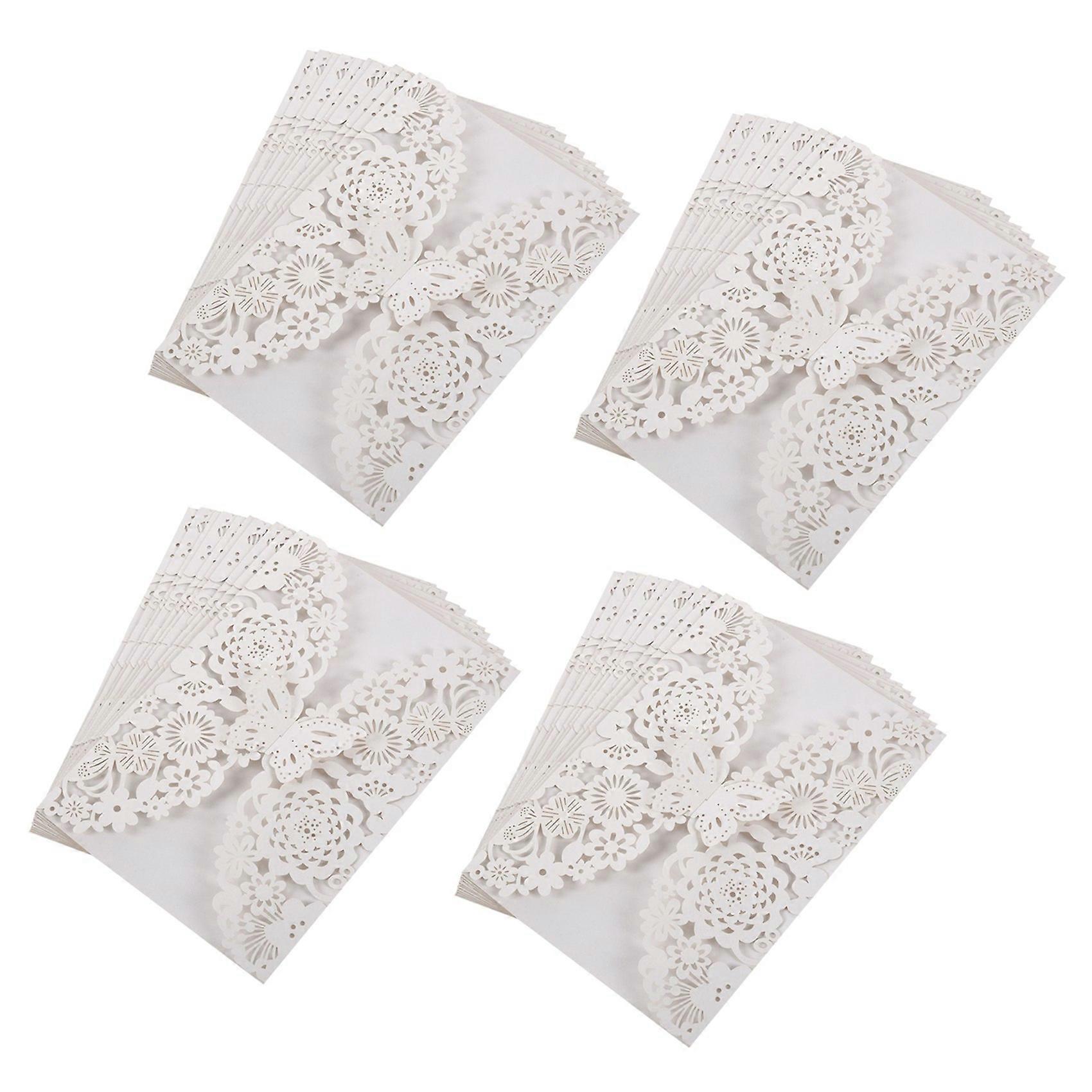 10Pcs/Set Delicate Carved Butterflies Romantic Wedding Party Invitation Card Envelope Invitations fo