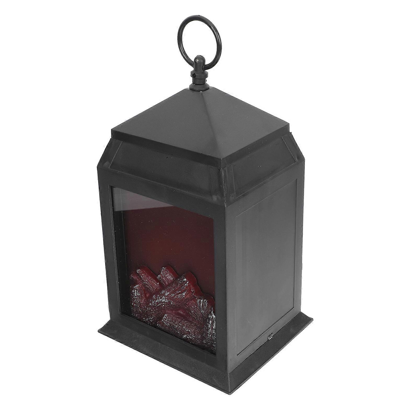 Black Fireplace Lantern Decor LED Flame Effect Lamp for Home Use