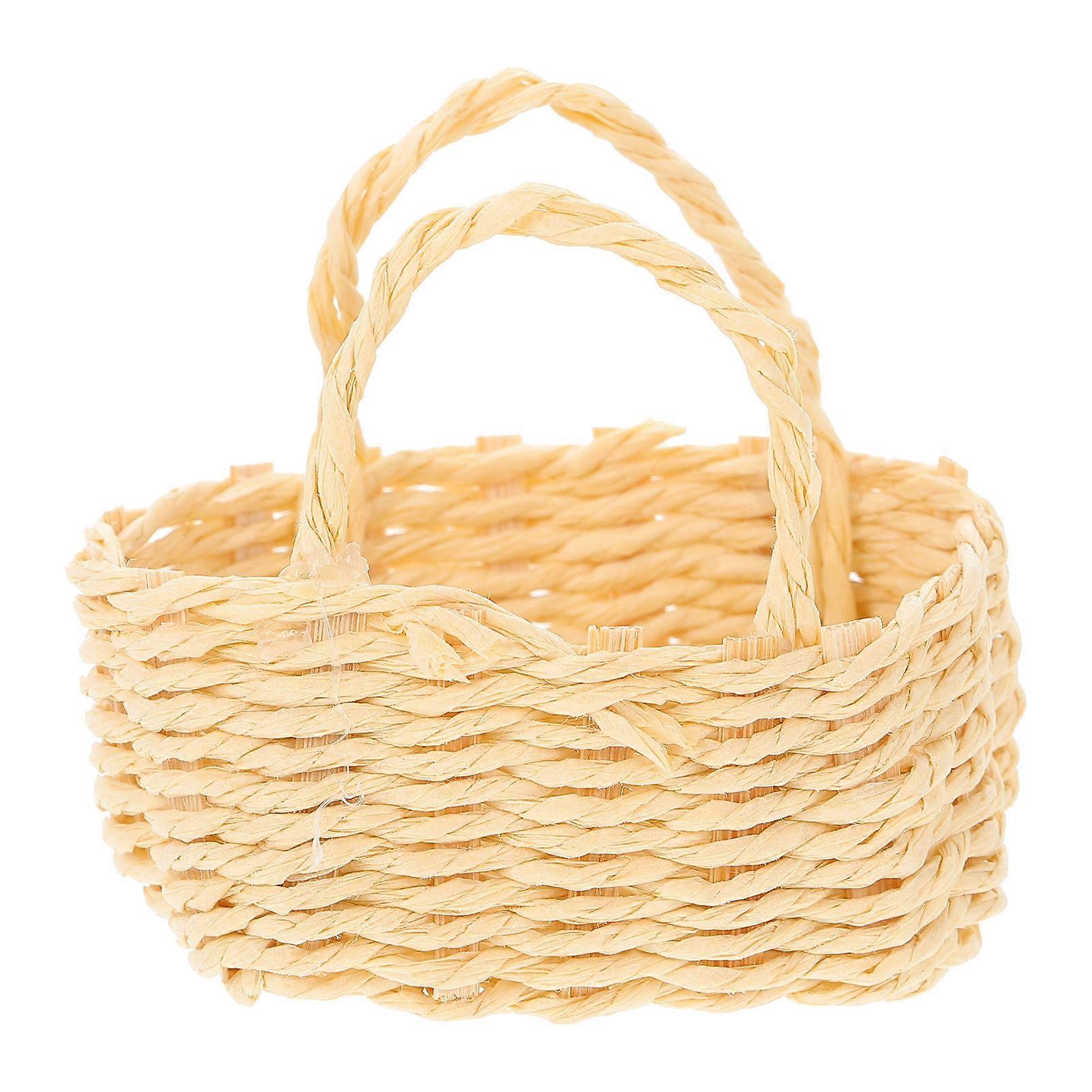 Mini Basket Model Rattan Basket for Decoration Use Khaki Color