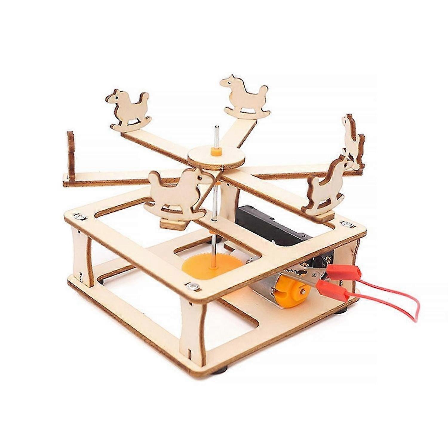 Carousel DIY Science Set Wood Puzzle Craft Technology Experiment Kit