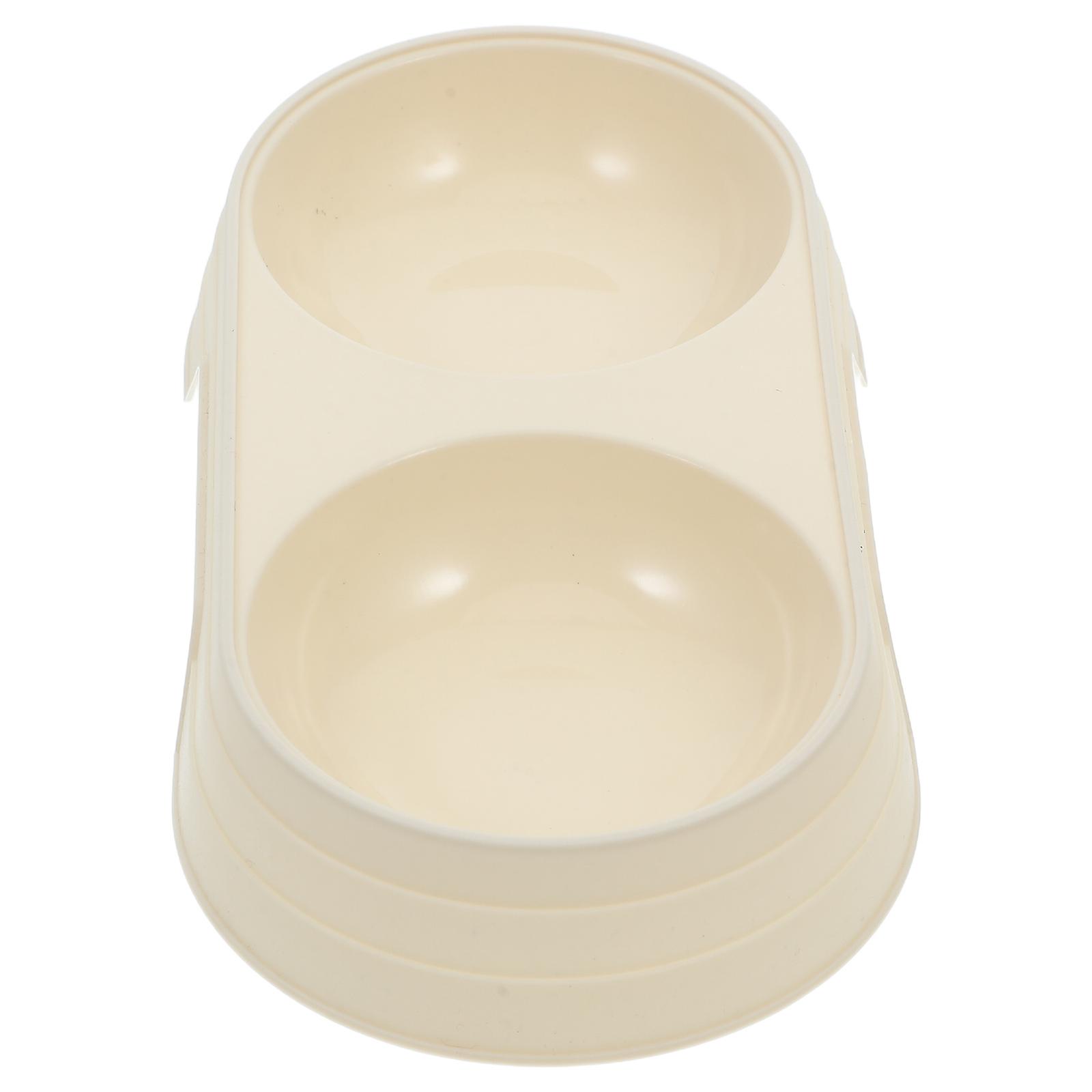 Double Bowl Cat Feeder for Food and Water Wheat