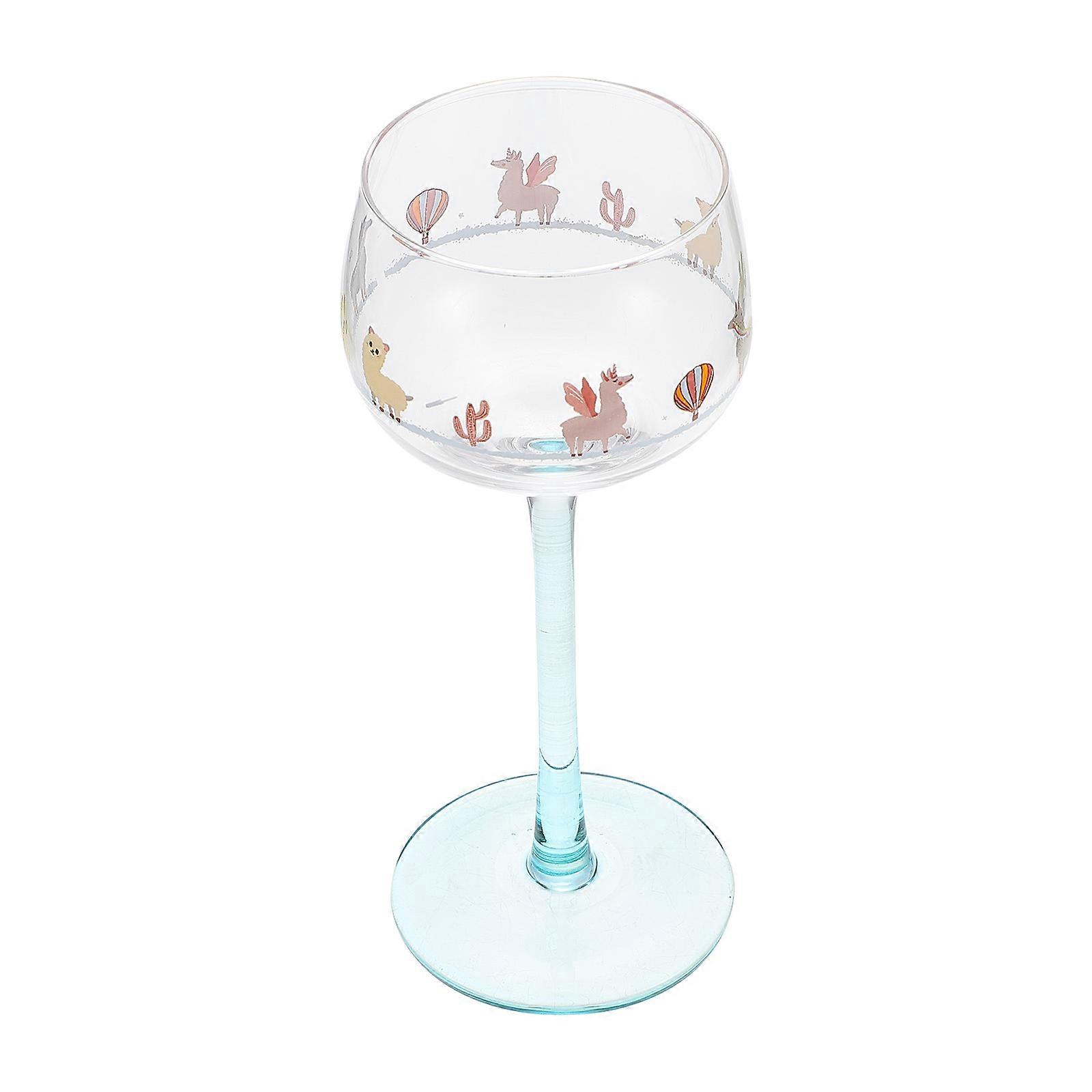 Alpaca Goblet Glass Cup for Drinking Use with Unique Pattern