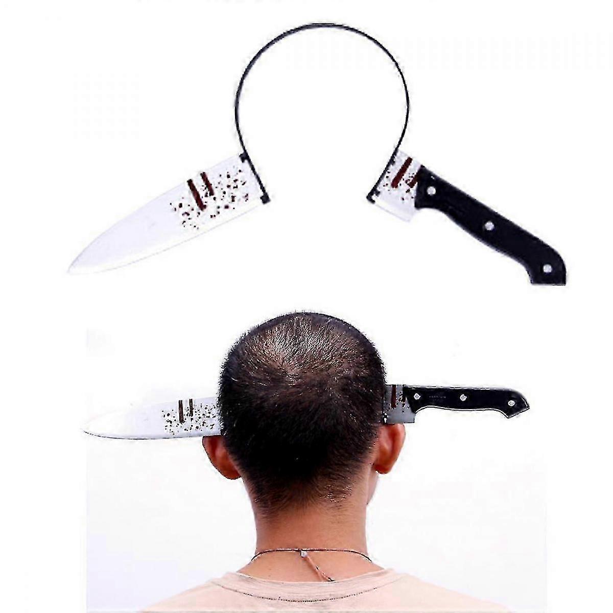 סכין זומבי בסרט ראש אביזר תחפושת ליל כל הקדושים למבוגרים מסיבת