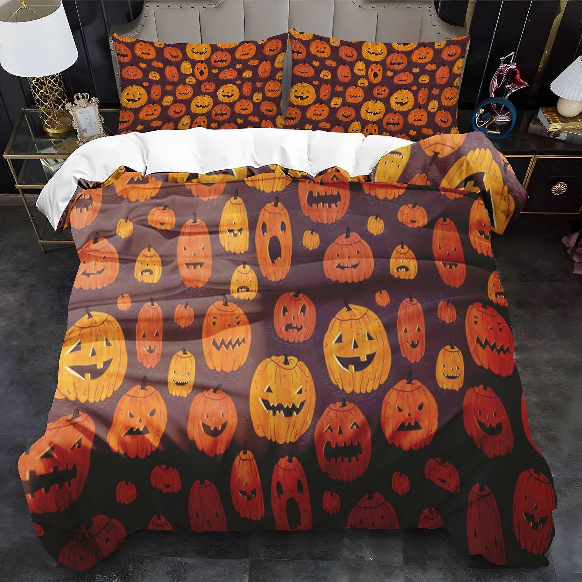 Halloween gift bedspread pumpkin pattern quilt cover three piece set