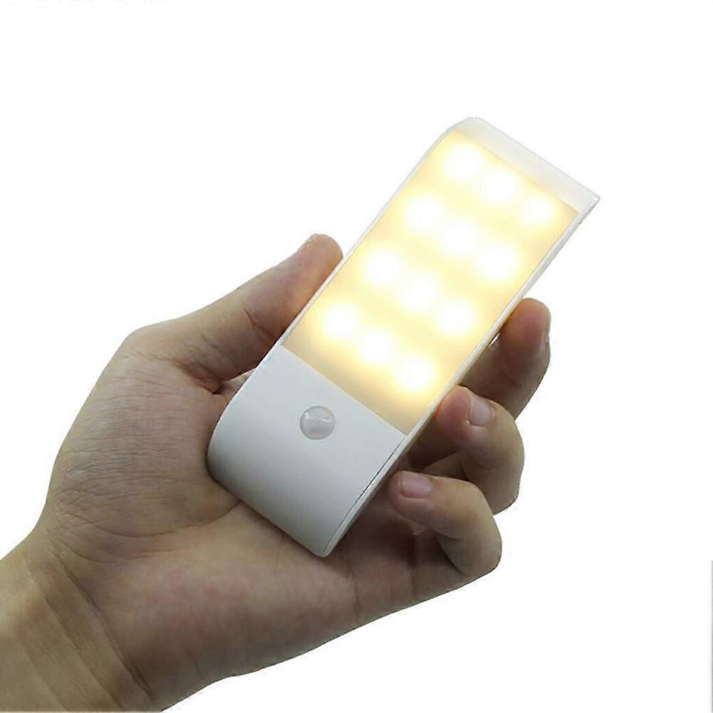 Night Light Rechargeable USB 12 LED PIR Motion Sensor Induction Cabinet Lamp Yellow Light for Home Use