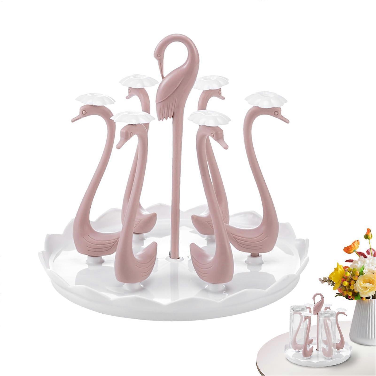 Baby Bottle Drying Rack Counter Cup Organizer, OverSink Draining Rack, Light Pink, SixCup Capacity