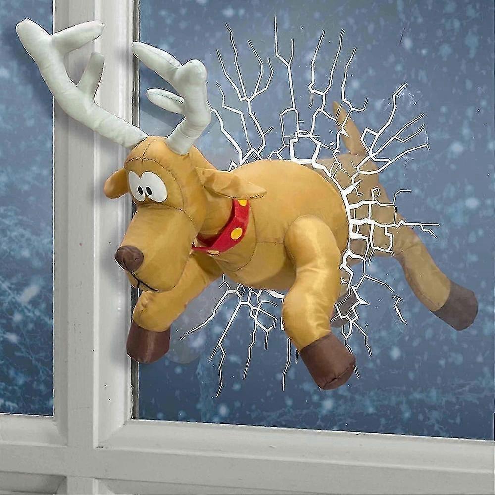 Animated Reindeer Window Decoration with Sound Activation for Christmas