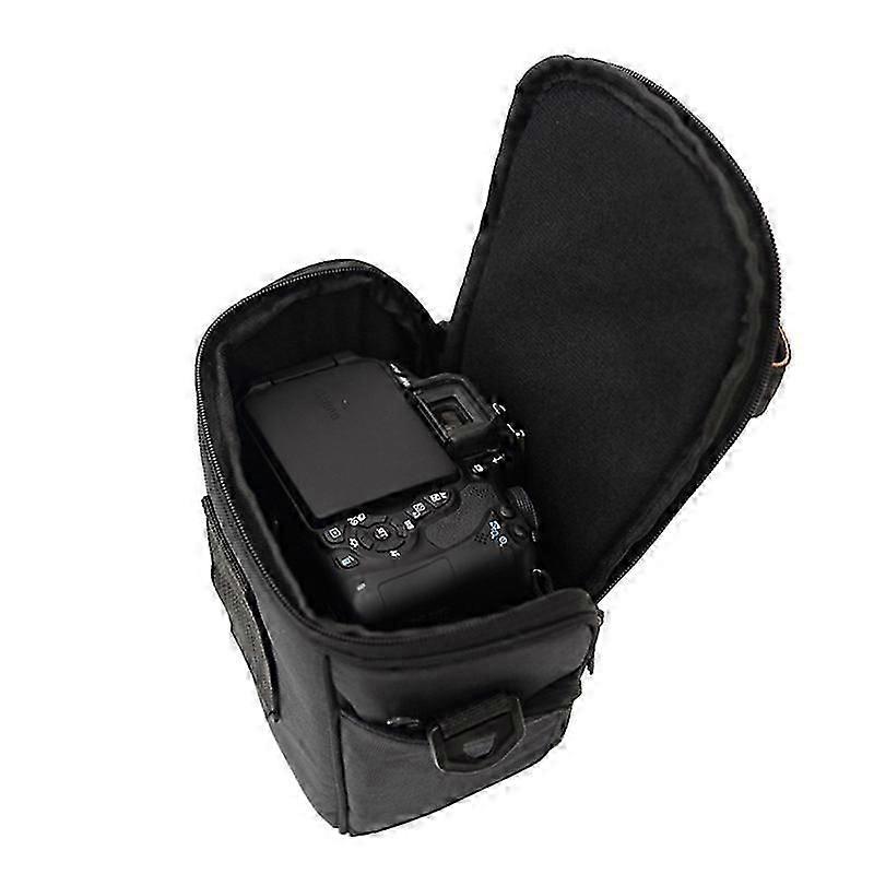 Triangle camera bag for digital cameras with padded interior and quick access