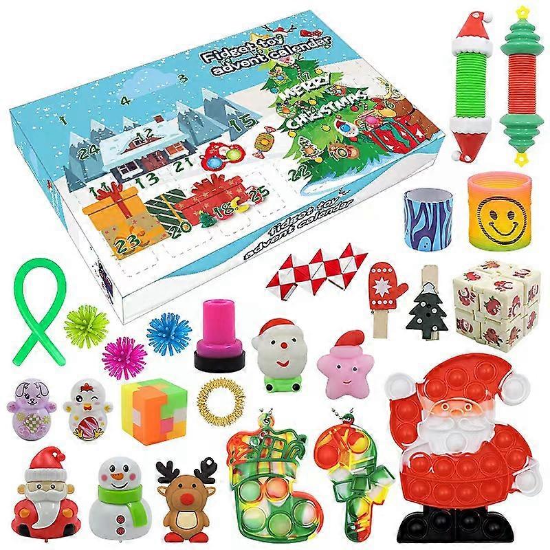 New Christmas Double-Sided Blind Box Set Diy Decompression Vent Toys 24 Days Countdown Gift Box- (X18016)