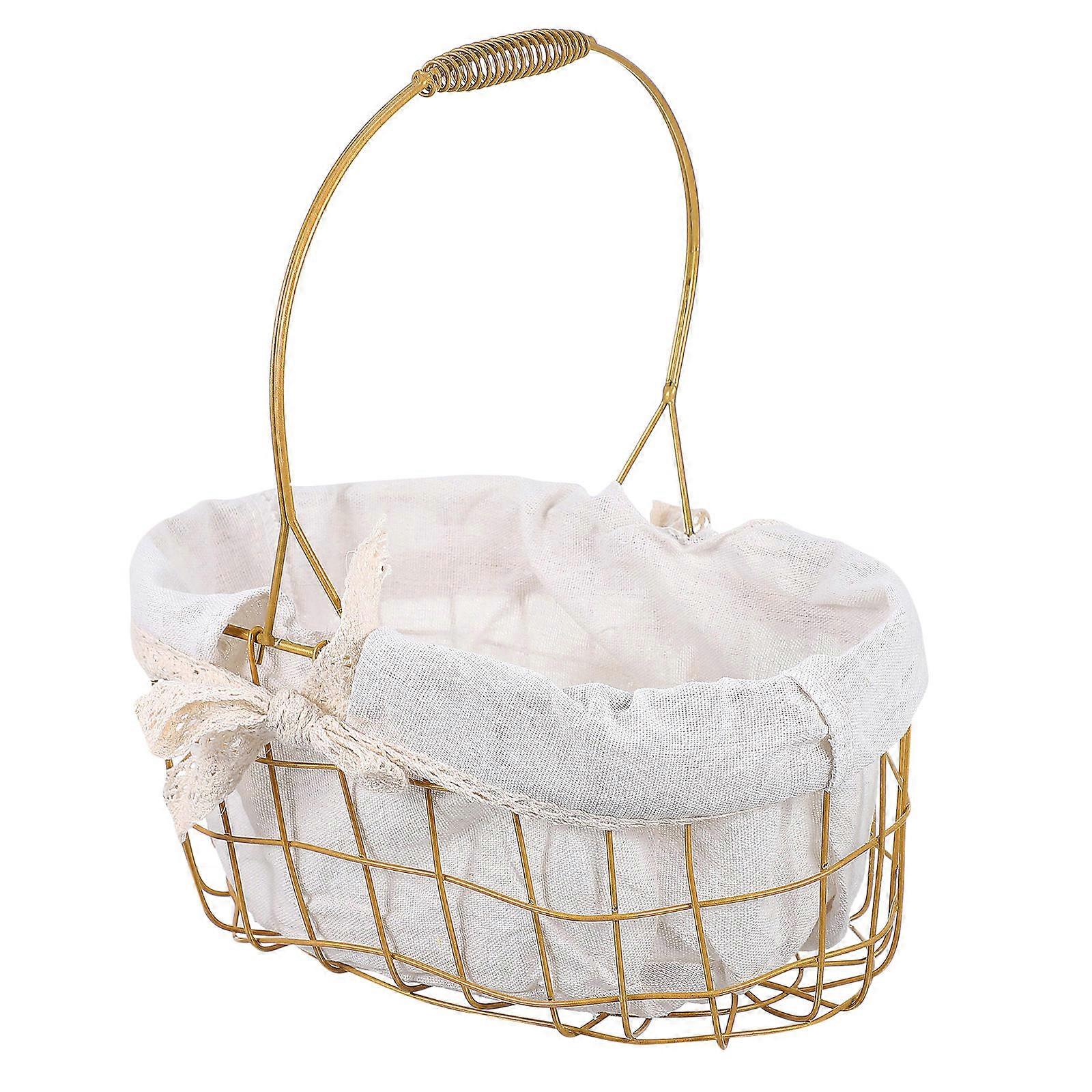 Iron Storage Basket for Storage Versatile Basket with Golden Handle