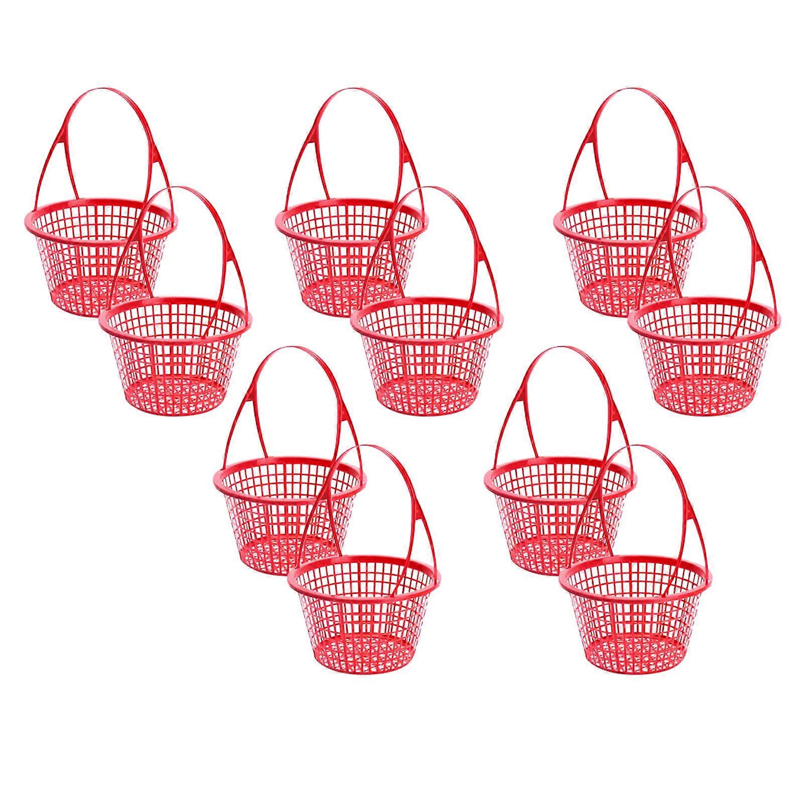 Red Fruit Basket Plastic Basket for Fruit Picking 20Pcs with Handle