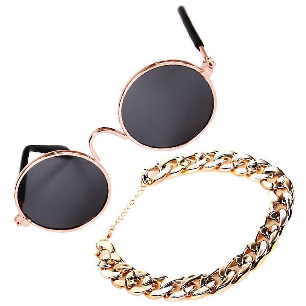 Pet Necklace Sunglasses Set for Dogs with 3Sets Golden Costume