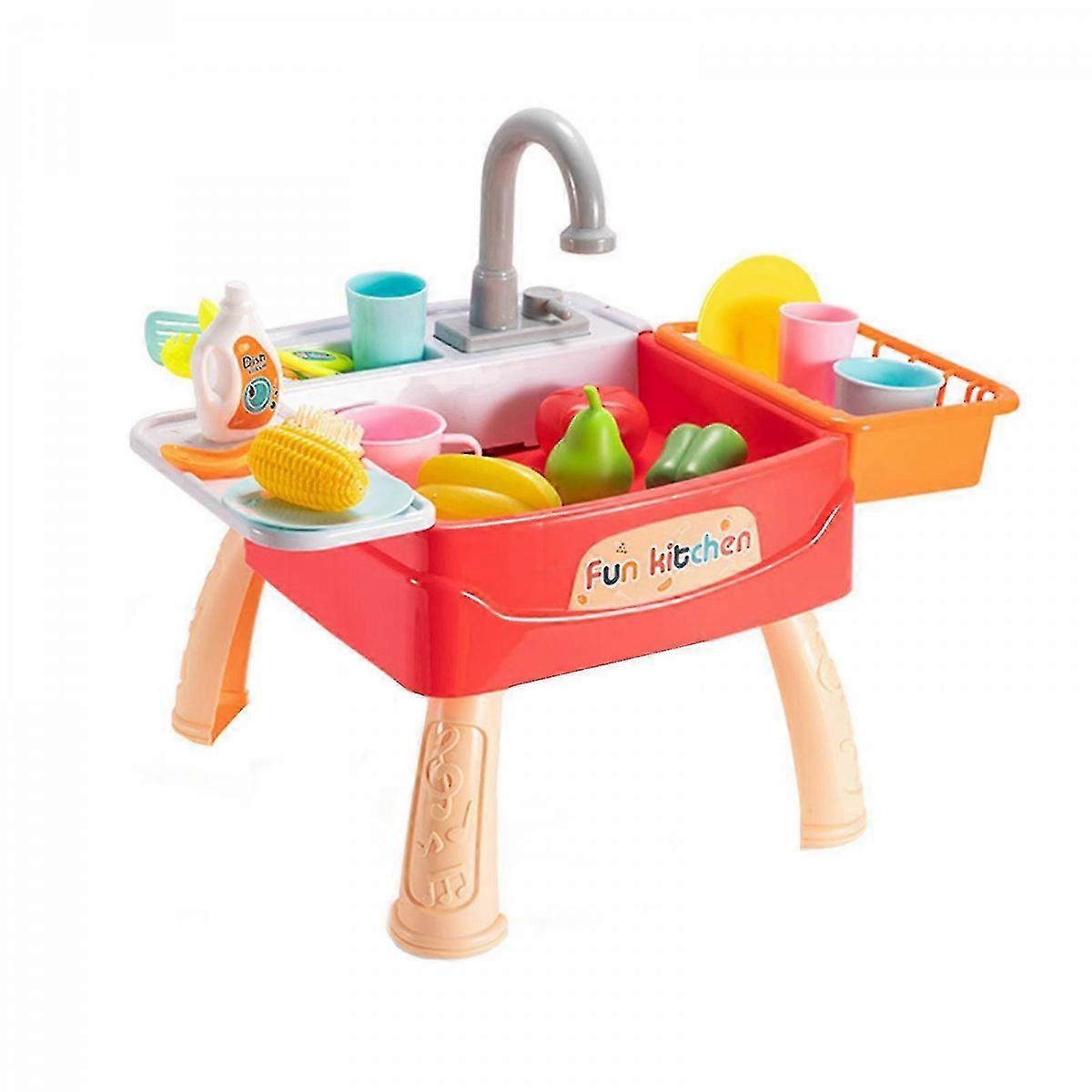 Kids Pretend Play Kitchen Sink Toy with Electric Dishwasher Function