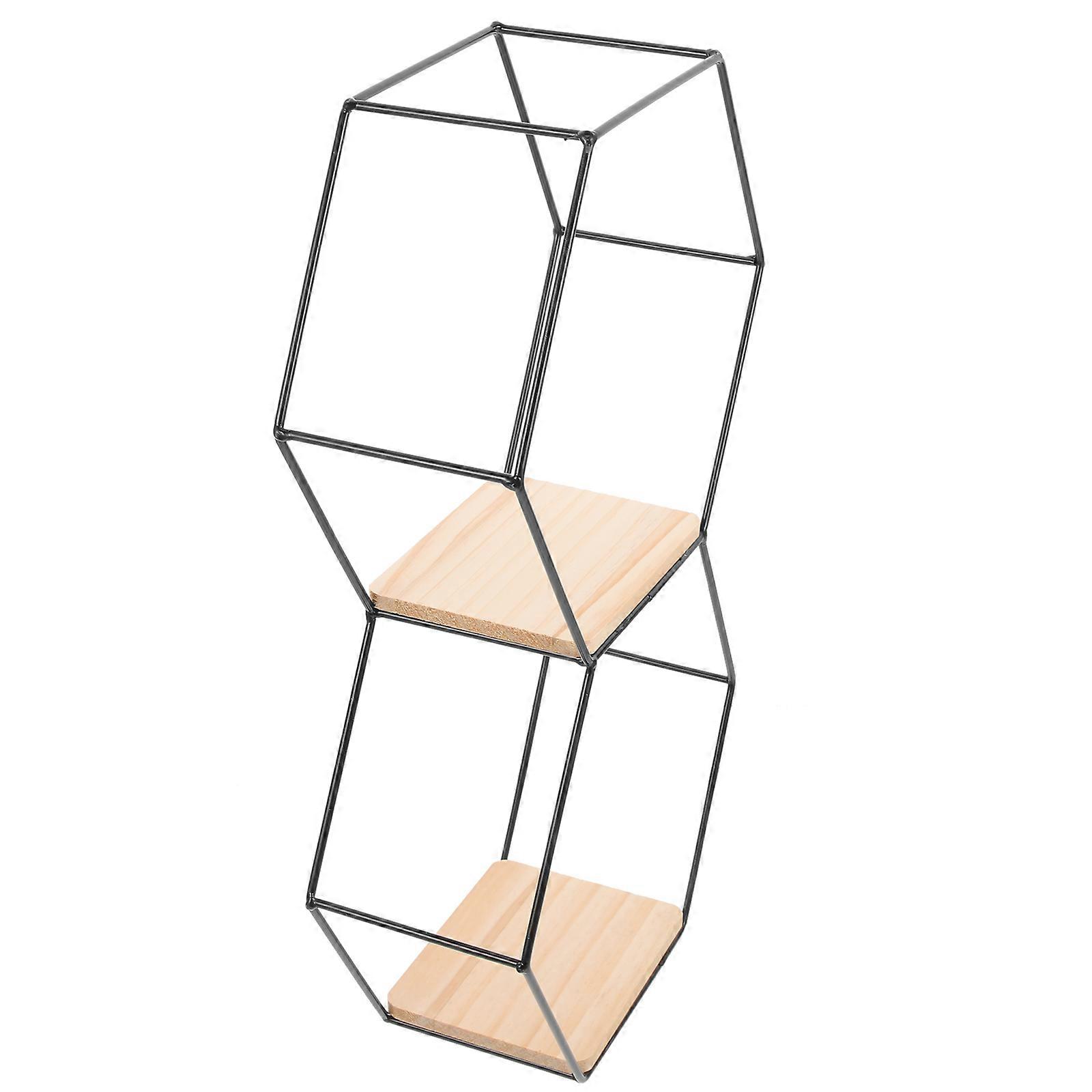 Wall-mounted Hexagonal Shelves 2Pcs Decorative Storage Solution Perfect For Bedroom 8.65x15.72x3.93in Space-saving Design