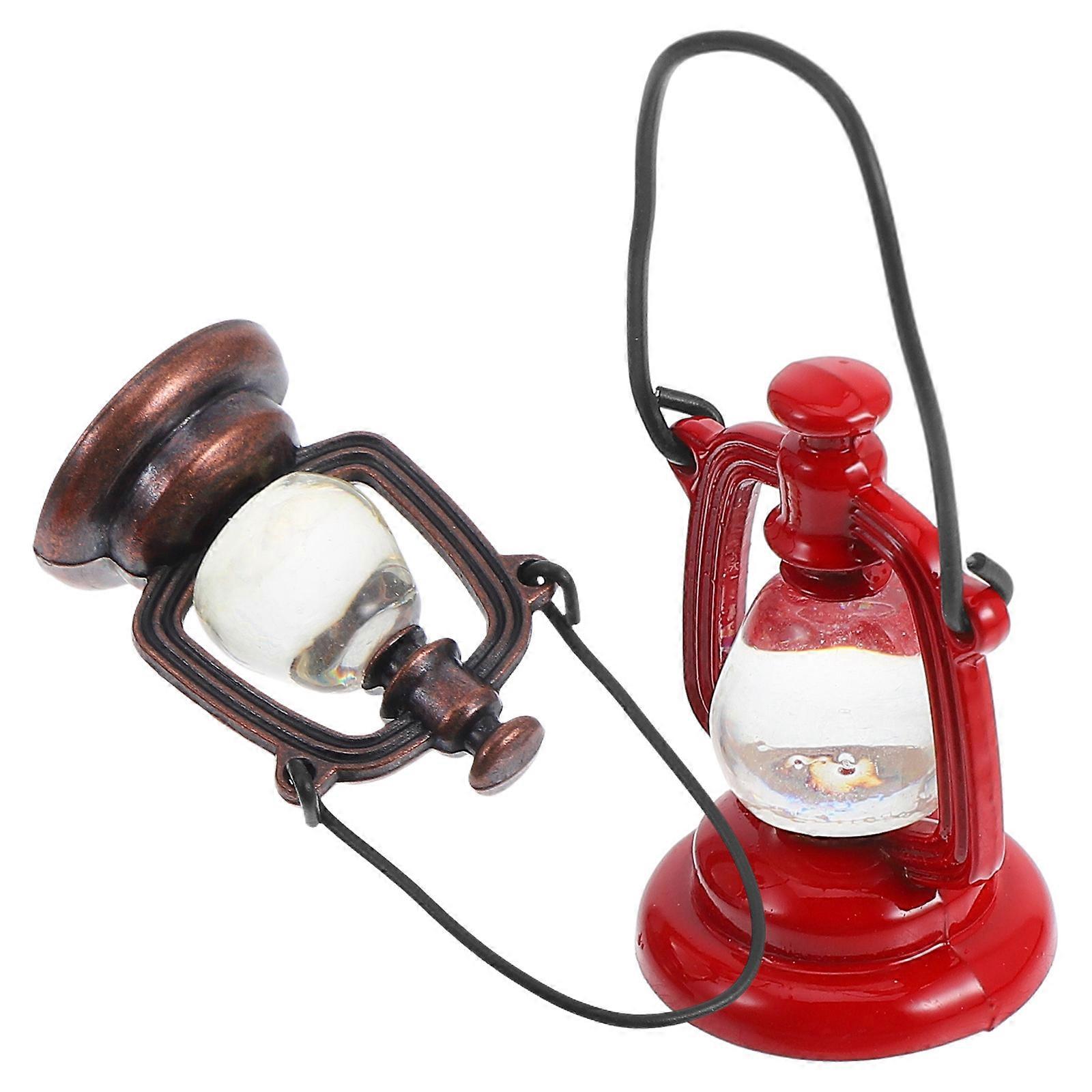 Dollhouse Lights Miniature Kerosene Lamps for Decoration 2Pcs Alloy Resin