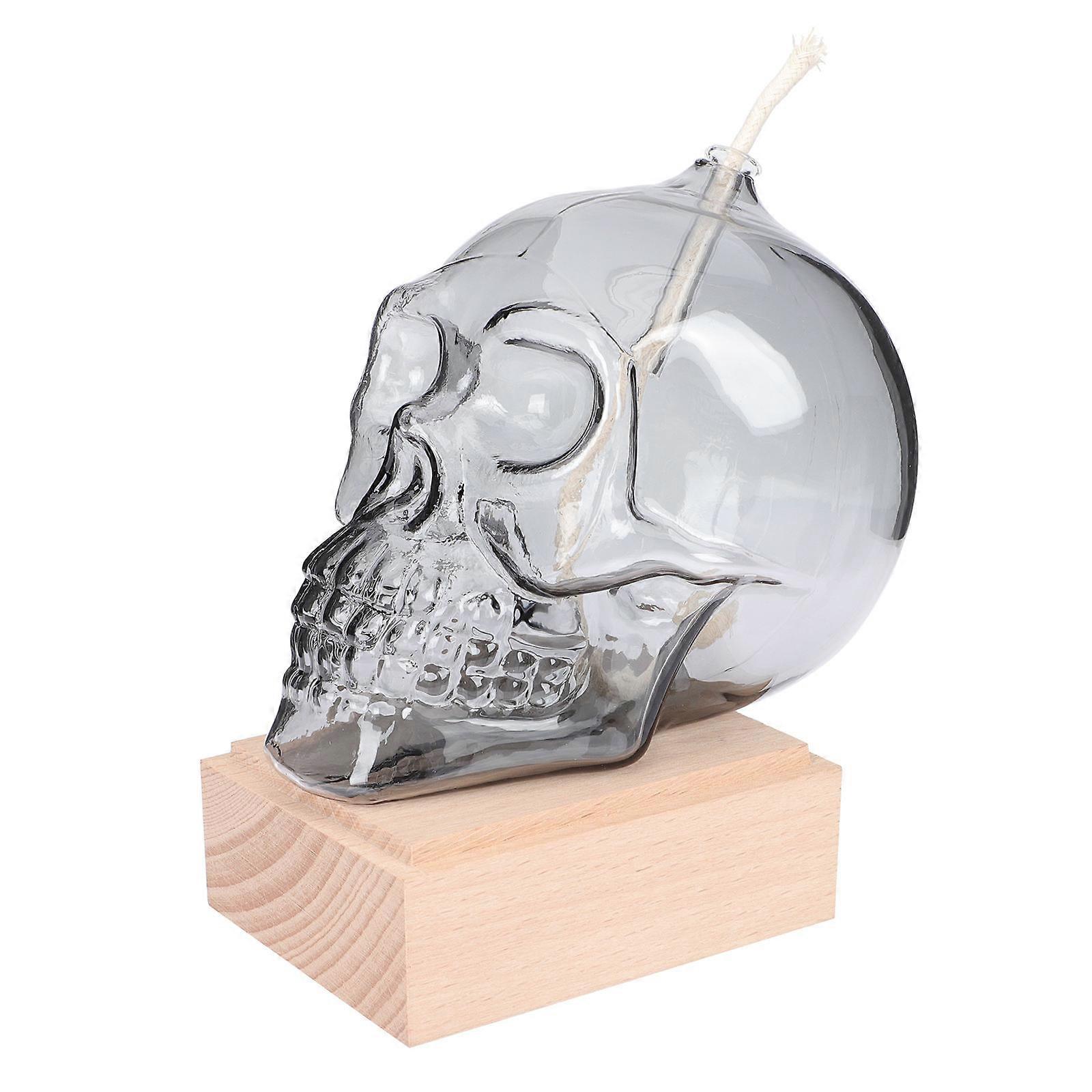 Glass Oil Lamp 3Pcs Skull Shape Refillable Candle for Tabletop Decor