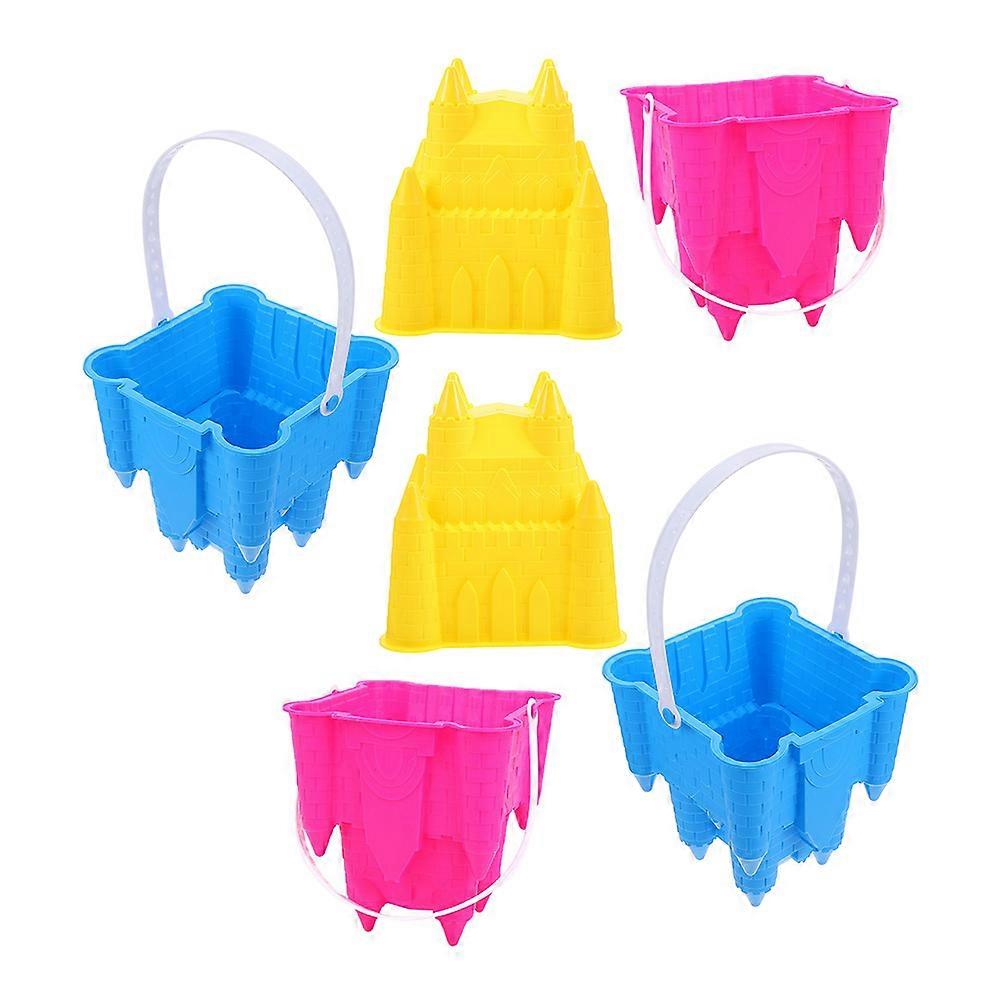 Beach Bucket Toys Small Sand Pails for Children Garden Activities Assorted Color Rustic Shape 6Pcs