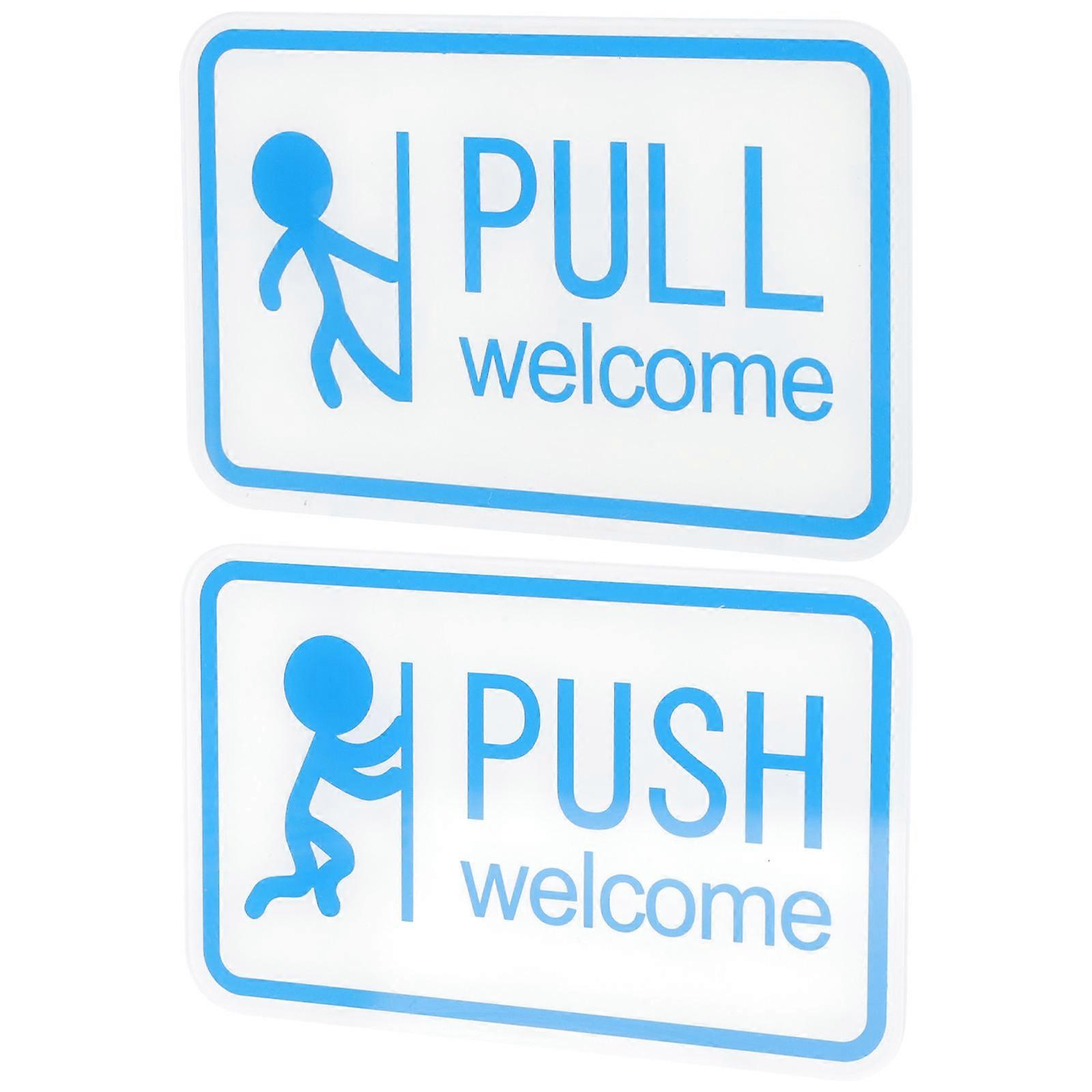 Rectangular Pull Push Signs For Public Places Glass Doors 12x8cm Practical Usage 4Pcs