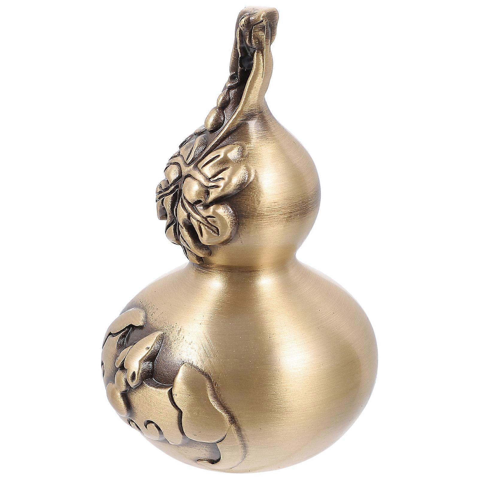 Elegant Brass Craft 2Pcs Bat Gourd Shaped Ornament For Home Decoration Office Golden Color Space-saving Design