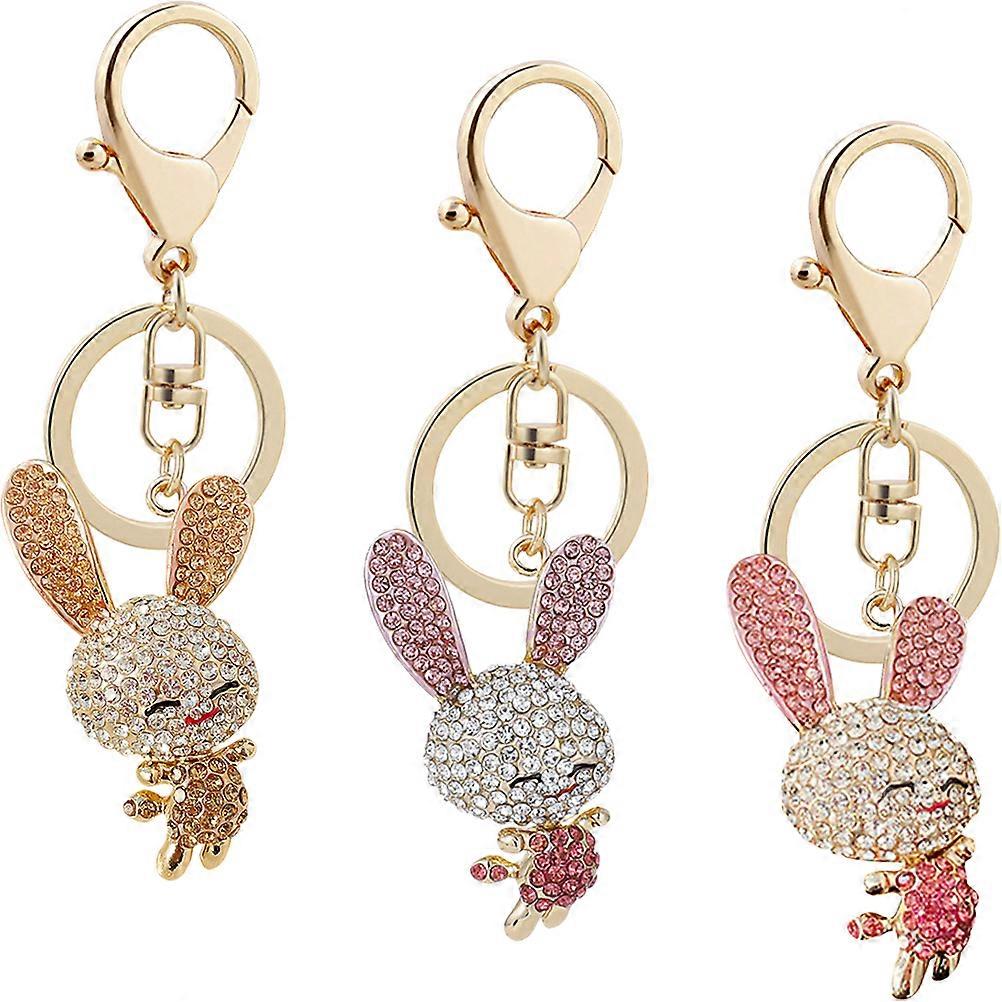 Bunny Keyring Metal Rabbit Pendant for Decoration 15Pcs Assorted Colors