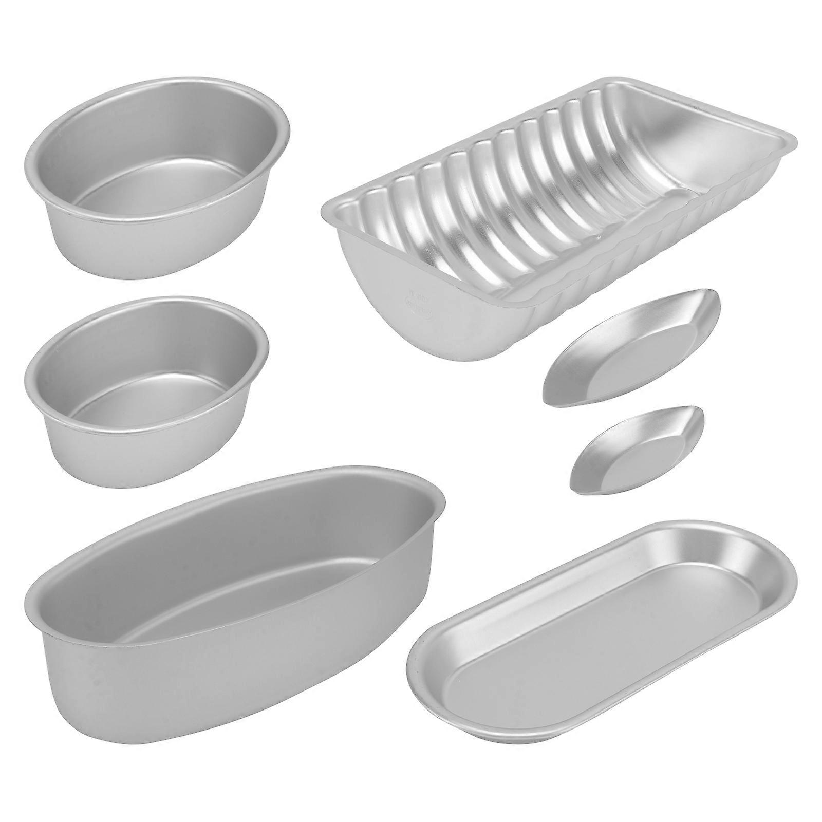 7Pcs Egg Cake Mold Silver Oven Baking Mold for Home Kitchen Baking Use