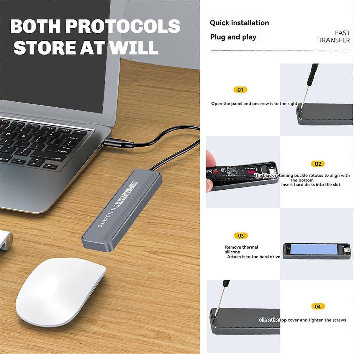 Boîtier SSD M.2 NVME 20 Gbit/s avec USB 3.2 Gen 2X2