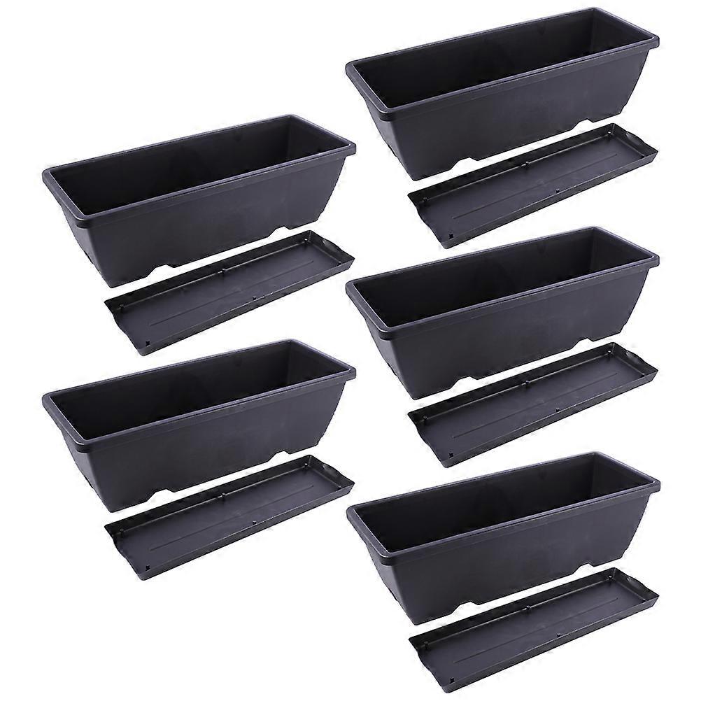 Rectangle Planting Container For Balcony Vegetable Garden Plastic Material Square Design Growing Plants 5 Sets