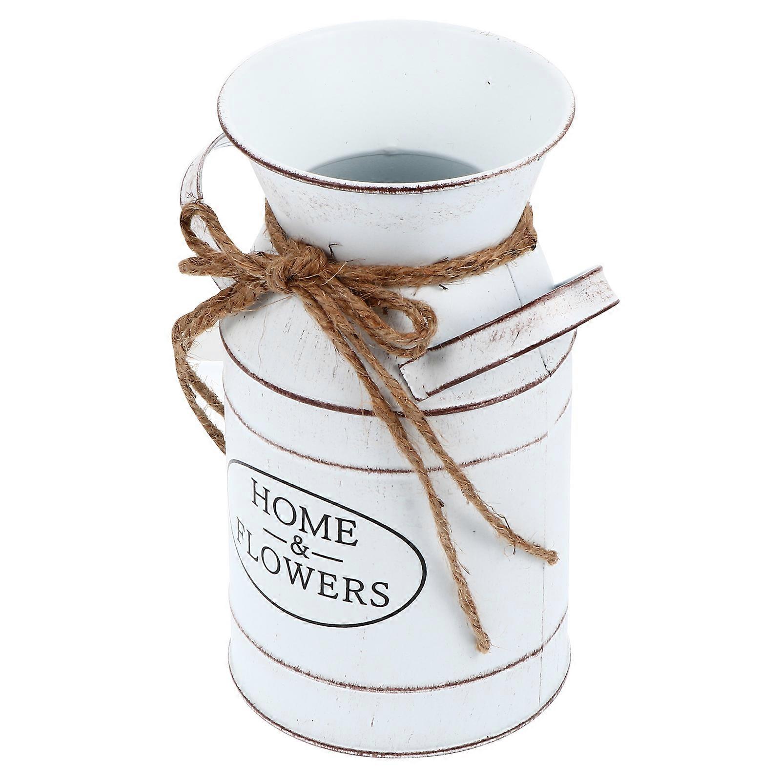 Bouquets Flower Vase Bucket for Storage 2Pcs White Table Display