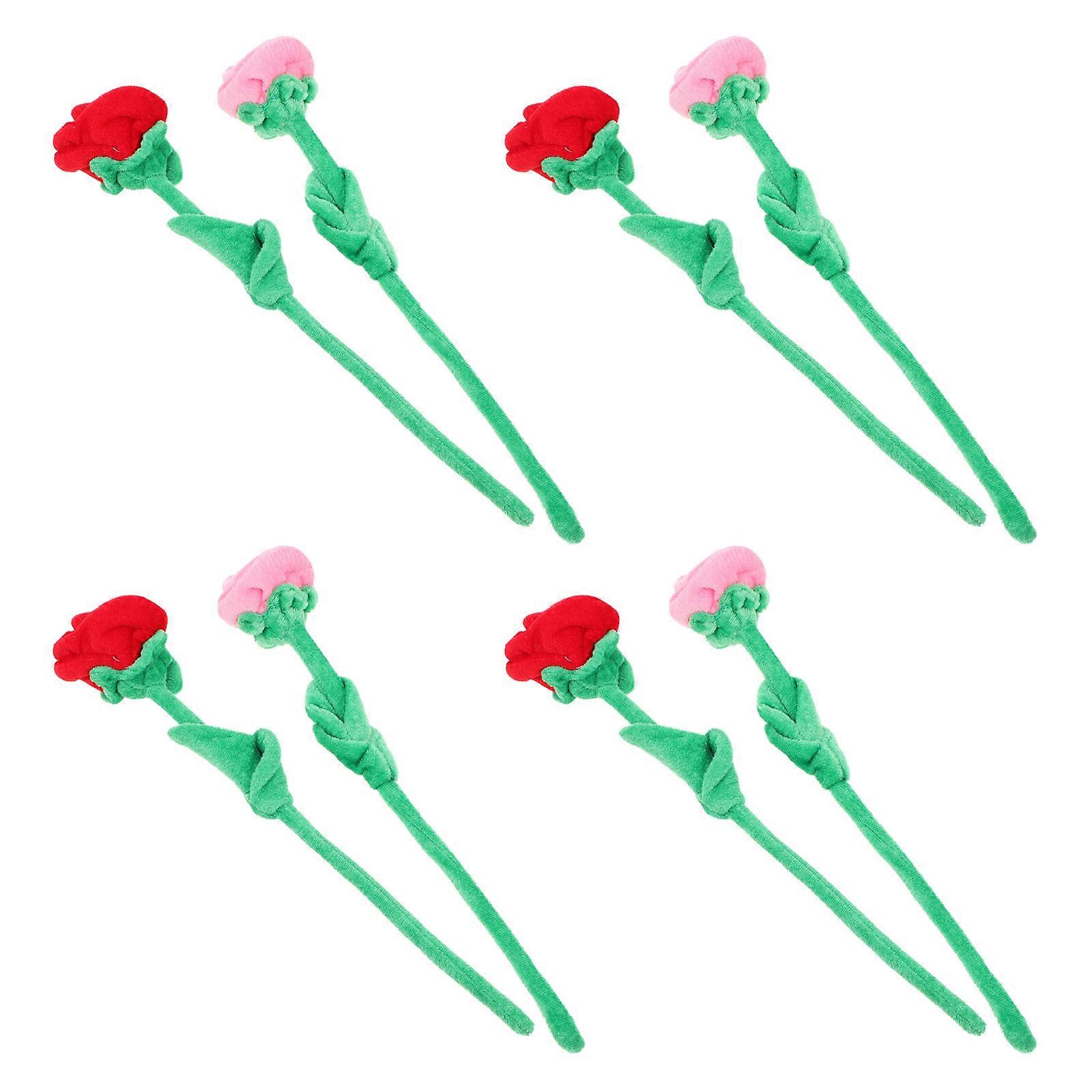 Rose Bouquet Toy Artificial Plush Rose for Decoration 16Pcs Bendable Stem
