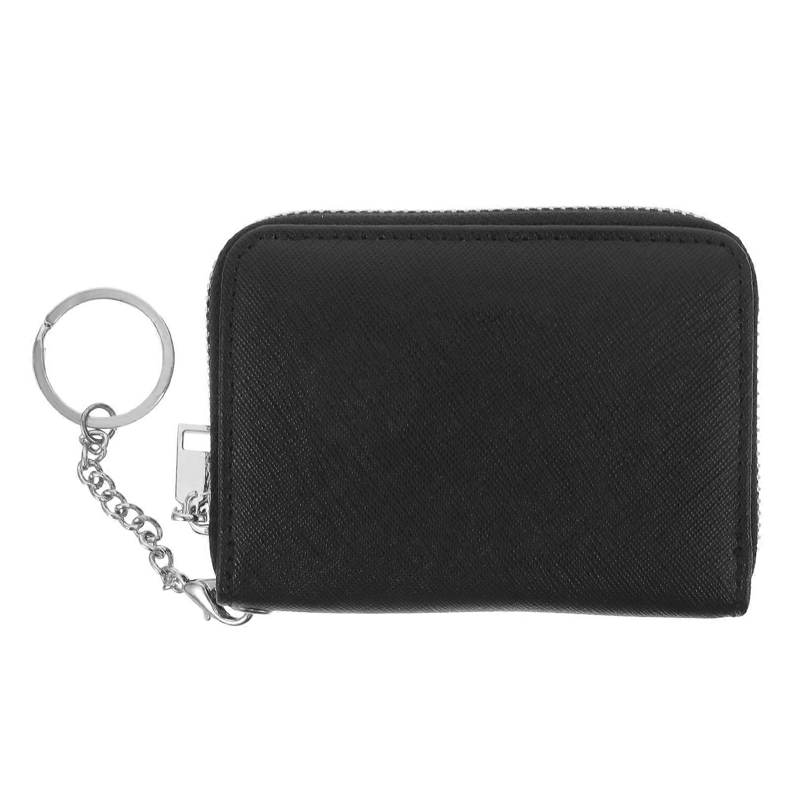 Card Holder Wallet With Zipper For Everyday Use Black Organizer 1Pack Card Storage