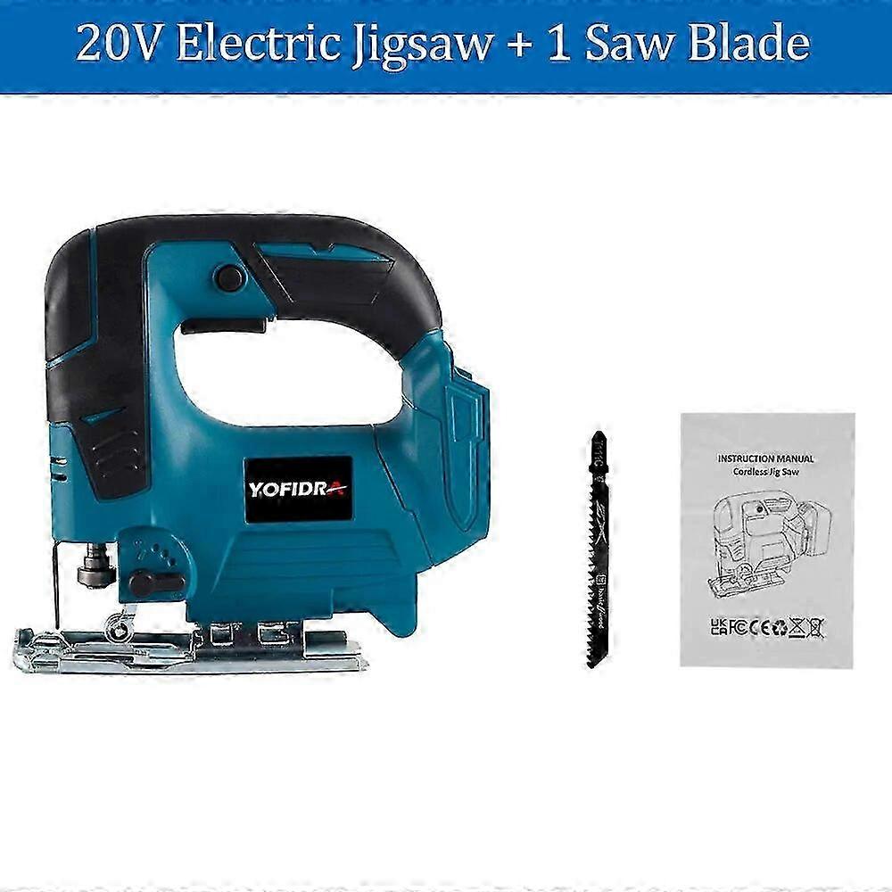 Yofidra 20V Electric Jig Saw with 1 Saw Blade for Makita 18V Battery Cordless Scroll Saw Multi-Function Woodworking Miter Saw 26s