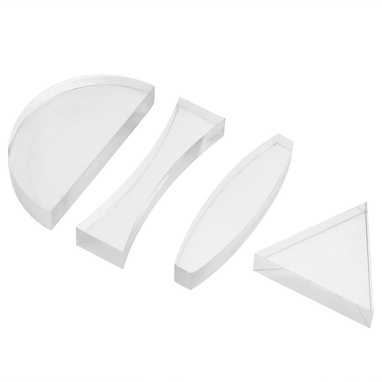 Transparent Optical Acrylic Lens Teaching Equipment for Physics Study 4Pcs